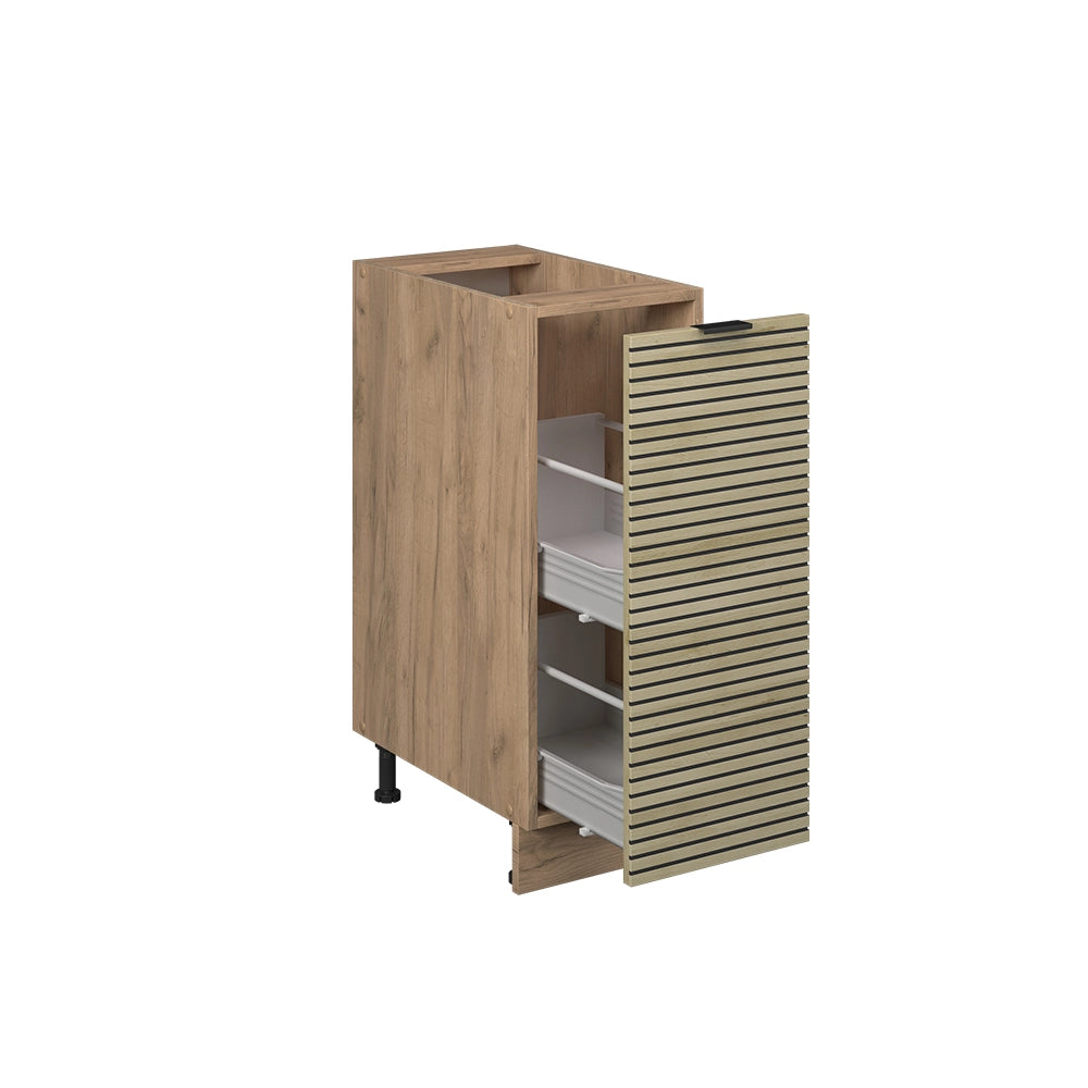 Armadio cucina dispensa alto Fame-Line Pannello in quercia/Rovere dorato 30 cm, PL Marmo Vicco