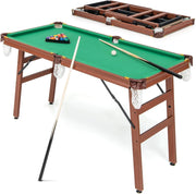 Set Tavolo da Biliardo Pieghevole, Tavolo da Gioco Biliardo Portatile con Livellatori Regolabili per Piedi, 2 Stecche 2 Gessi 16 Palline Spazzola, per Giochi in Famiglia Bar, 138x67x79,5 cm