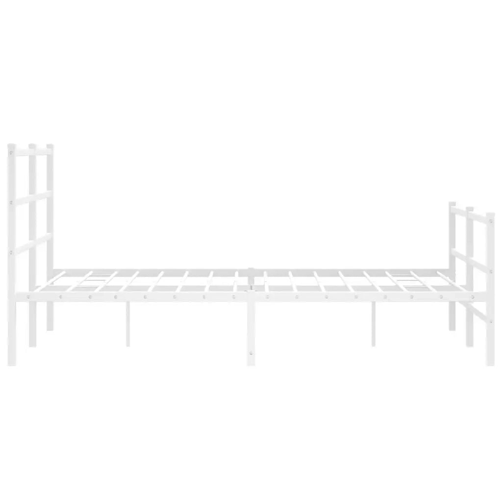 Giroletto con Testiera e Pediera Metallo Bianco 140x190 cm 355432