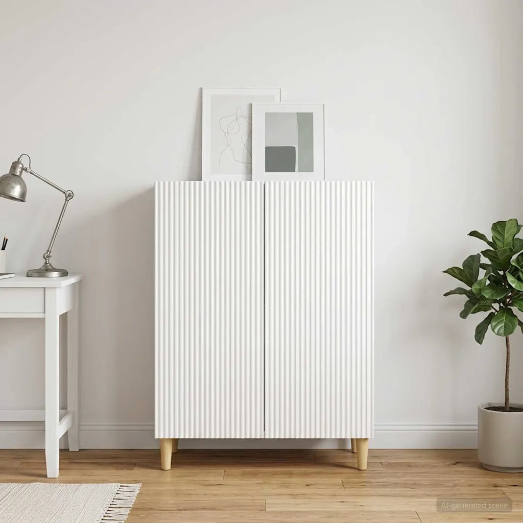 Credenza Bianco Lucido 66 x 34,5 x 90 cm Legno ingegnerizzato 894589