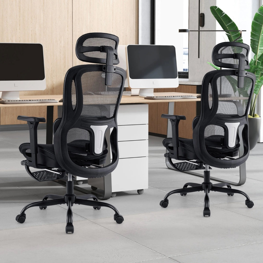 Sedia ergonomica da ufficio da gaming in rete per ufficio a casa, Sedia girevole con poggiatesta Nero-Sedie da ufficio
