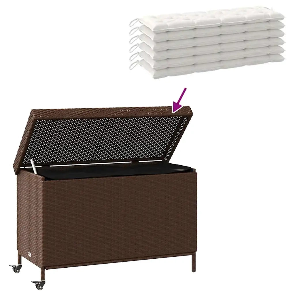 Contenitore da Giardino con Ruote Marrone Polyrattan