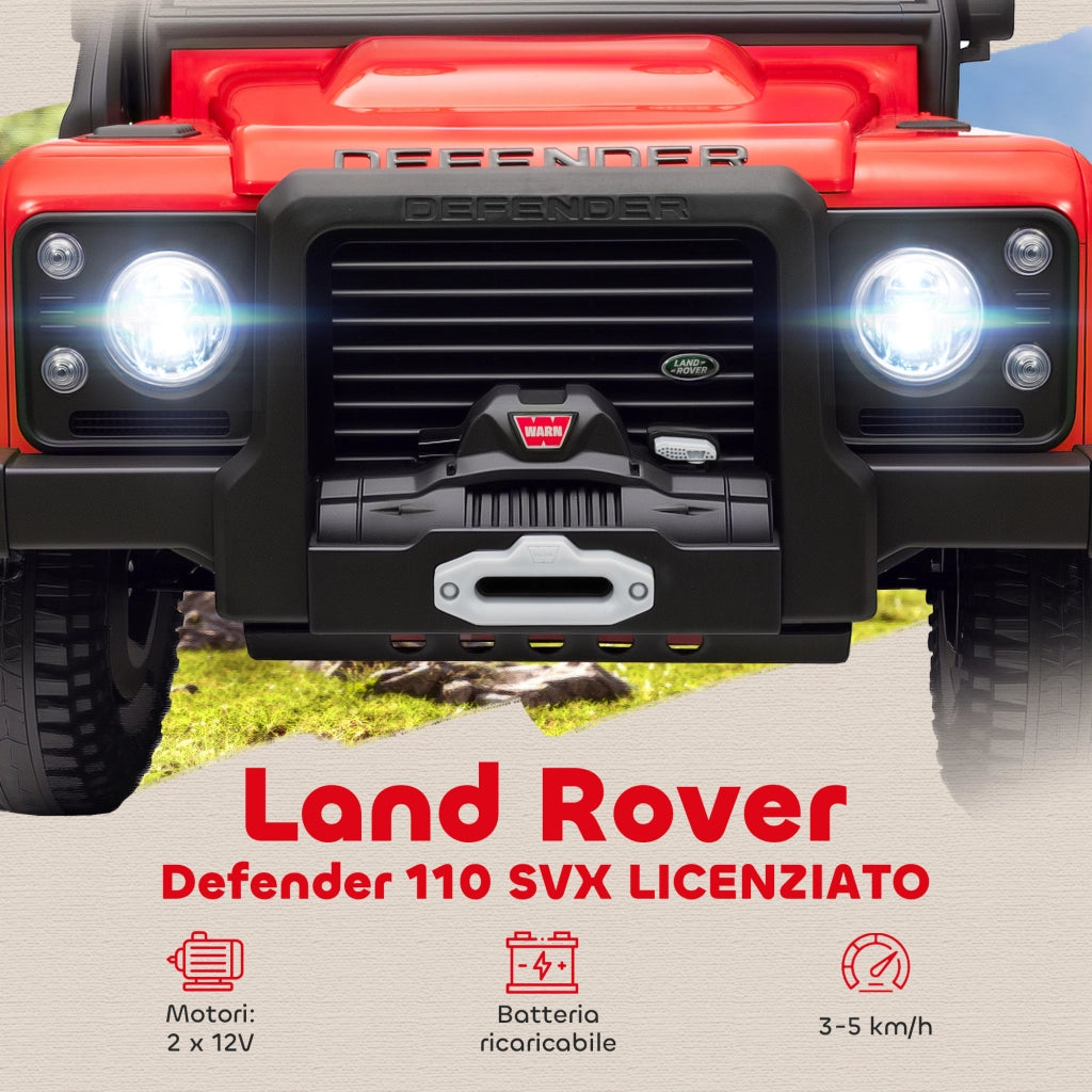 Macchina Elettrica per Bambini 3-5 Anni Land Rover Officiale 12V con Telecomando, Sospensioni, Luci LED, Rosso