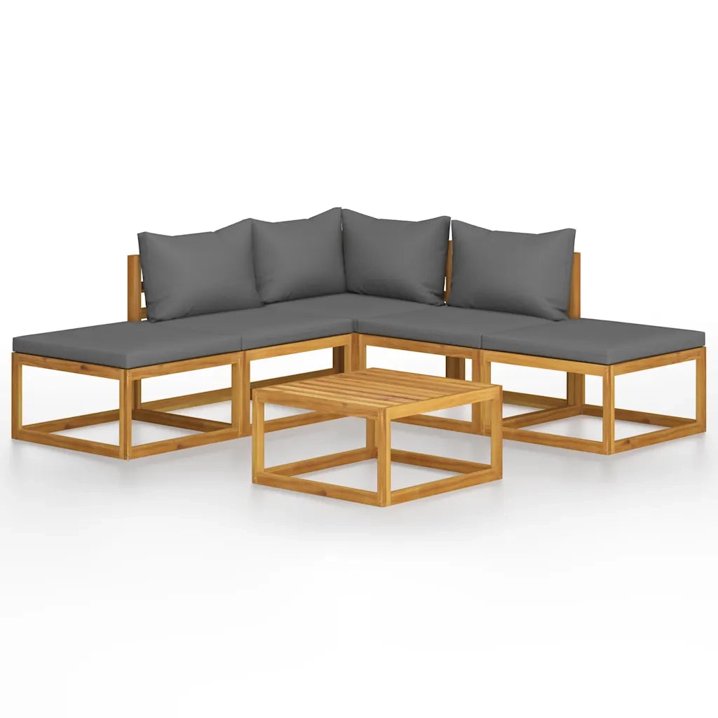Set Divani Giardino 6 pz con Cuscini Legno Massello di Acacia 45913
