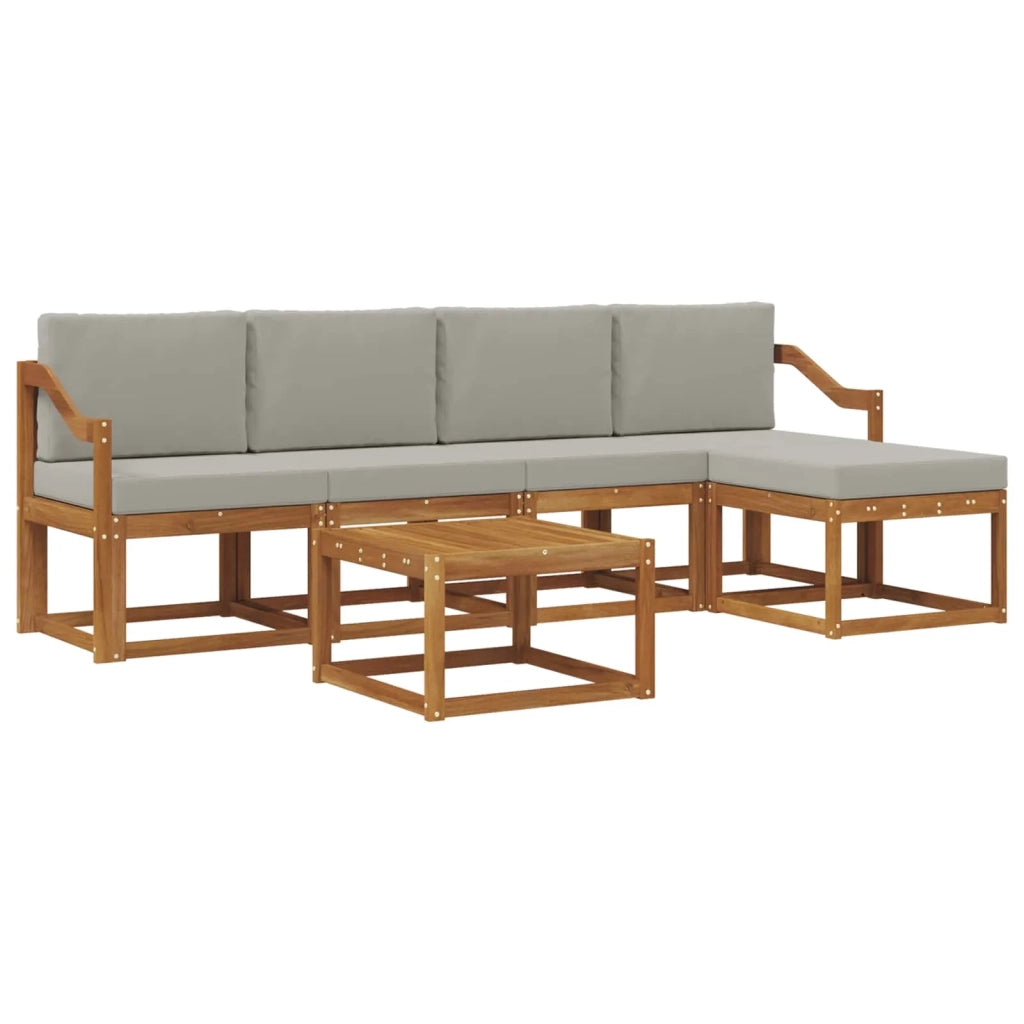 Set di divani da esterno 6 pcs Grigio Naturale e Chiaro