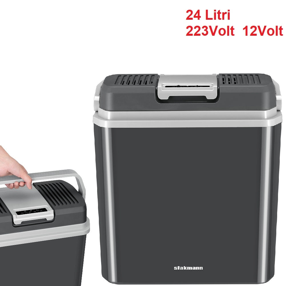 Frigorifero Elettrico Portatile 24LT Caldo Freddo 12v 230v Auto Camper Casa Grigio