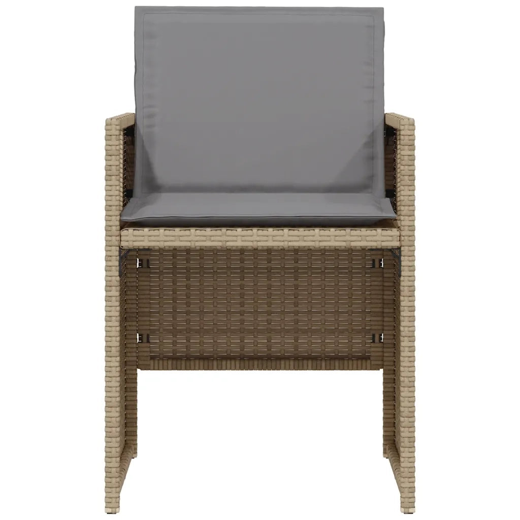 Set da Bistrò 3 pz con Cuscini Beige Misto in Polyrattan