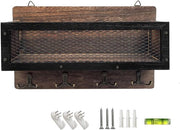 Organizzatore per Chiavi e Lettere in Legno Decorativo con 4 Ganci Doppioni per Murale per Ingresso, Salotto, Hall e Cucina