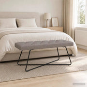 Panchina con bottoni imbottiti Tortora 110 x 40 x 46 cm Tessuto 42038377