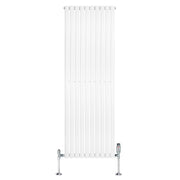 Radiatore Verticale Ovale 1800x600mm Bianco con Valvole TRV