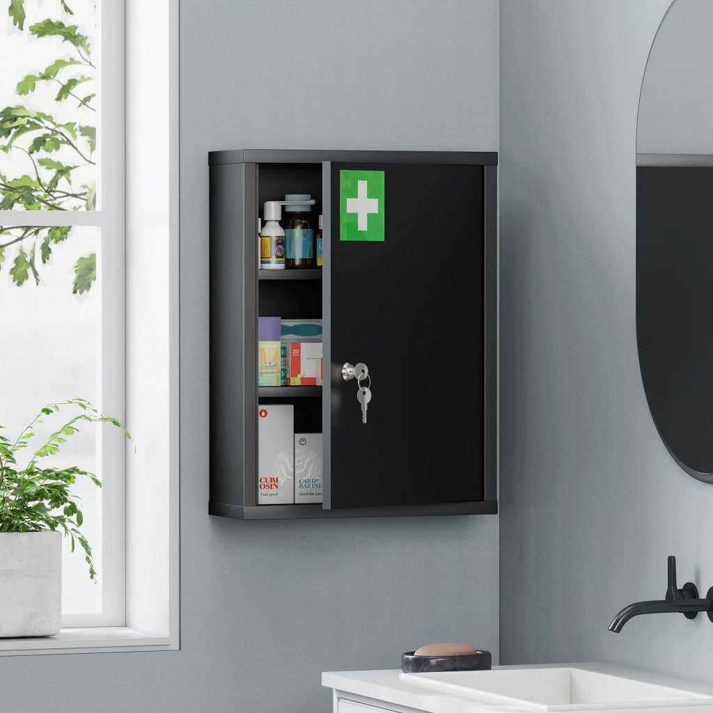 Armadietto a muro con serratura ¨C zephmum ¨C 40x15x53.5 cm, nero