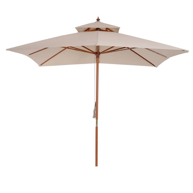 OMBRELLONE PARASOLE DOPPIO TETTO DA GIARDINO 3 X 3 M CREMA BAMBÙ