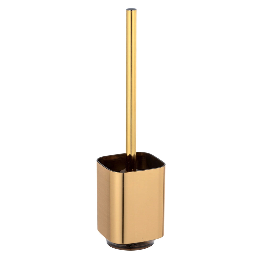 Portascopino WC in plastica color oro satinato e nero Lumina