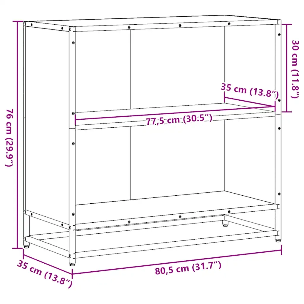 Libreria-Scaffale per Libri-Mobile di Stoccaggio Nera 80,5x35x76 cm in Legno Multistrato