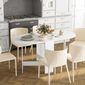 Tavolo Pieghevole da Pranzo 163x80x75 cm con 2 Ribalte Ovale in Legno Bianco