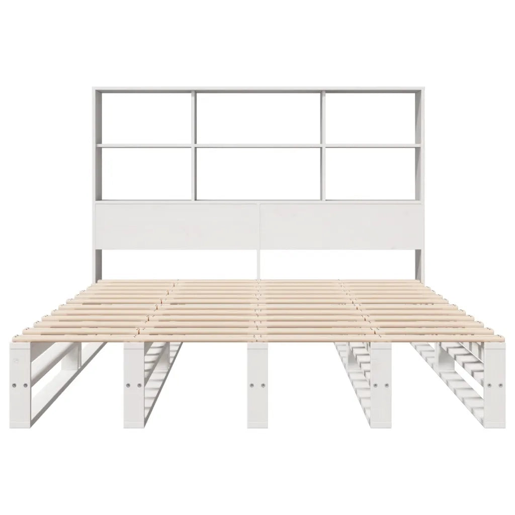 Letto Libreria senza Materasso Bianco 160x200 cm Legno Massello