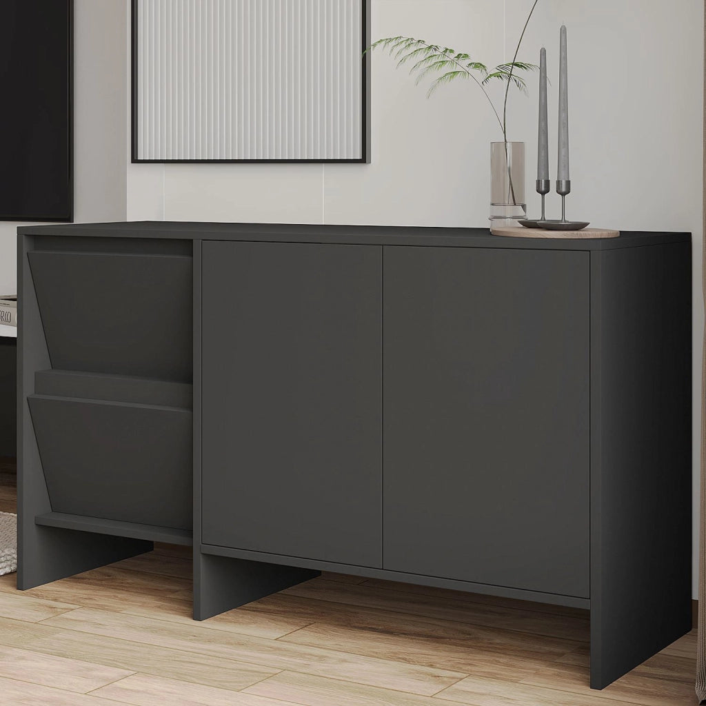 Credenza in legno "Laris 130" - 130 x 44 x 82 cm - Grigio antracite