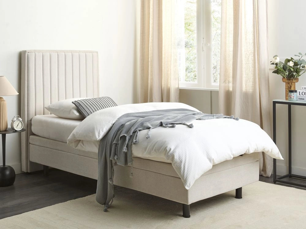 Letto Tessuto Beige chiaro Elettrico Regolabile con Telecomando 90 x 200 cm
