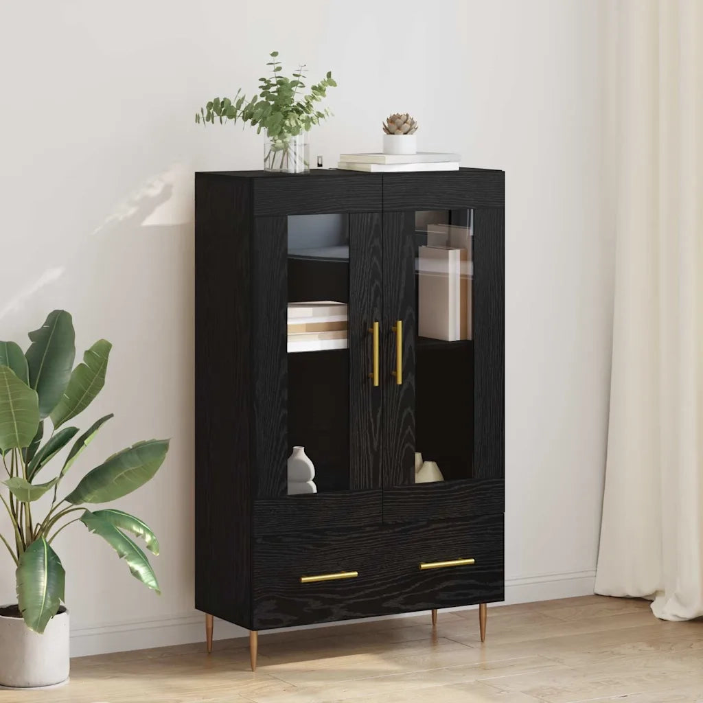 Credenza con Cassetto-Buffet-Armadio da cucina Rovere Nero 69,5 x 31 x 115 cm