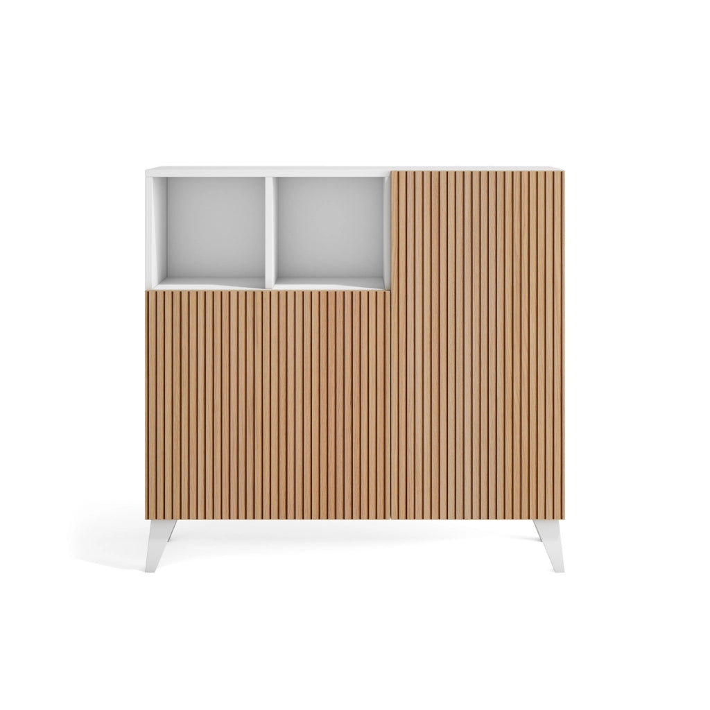 Scarpiera Herdasa effetto bianco ante stampa doghe rovere 87x90x27