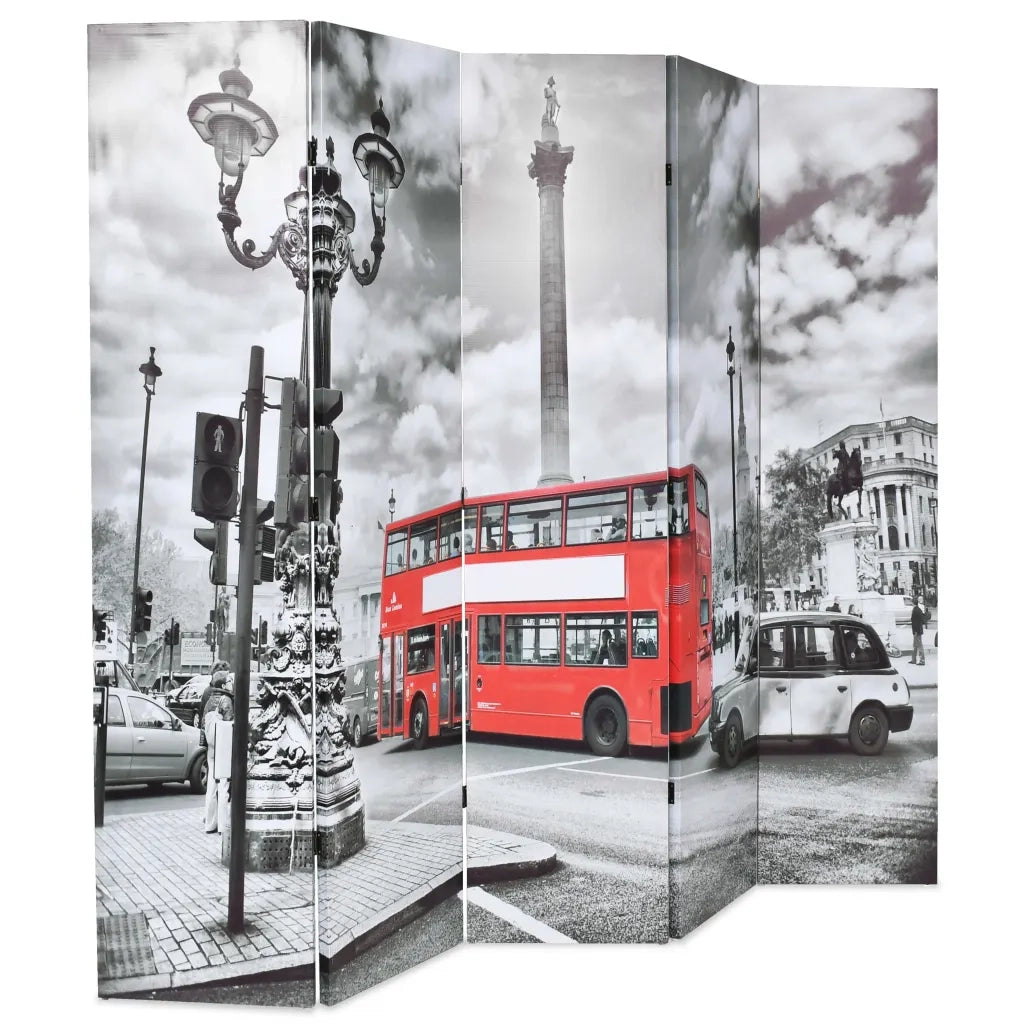 Divisorio Ambienti | Divider per stanze | Paravento Pieghevole 200x170 cm Stampa Bus Londra Bianco e Nero