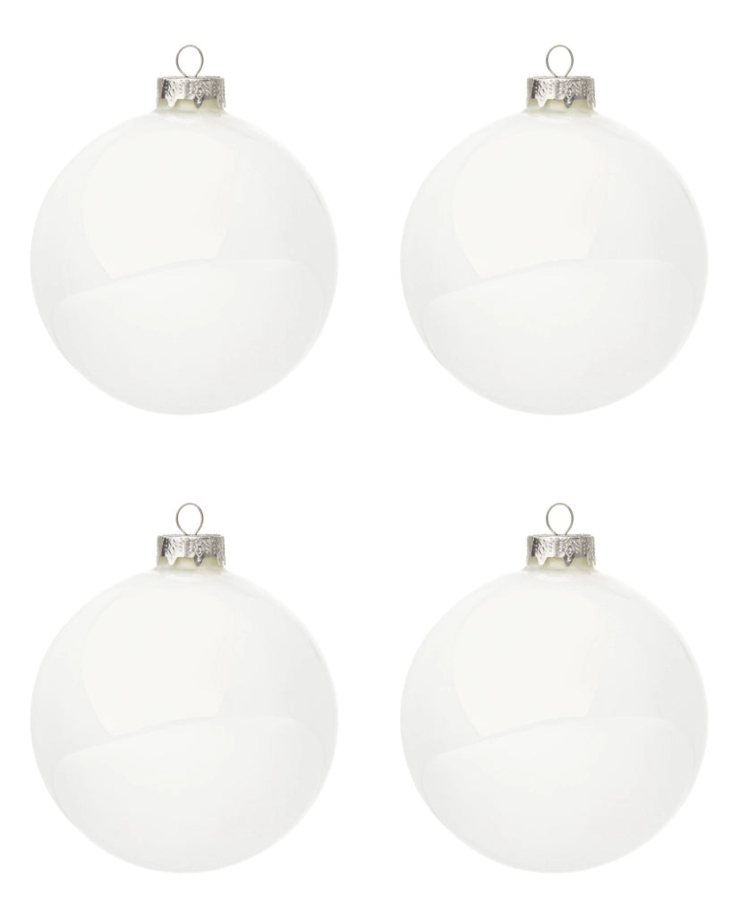 Palle di Natale Vetro Bianche Moderne per Albero Addobbi Decorazioni Natalizie Diametro: 60 mm