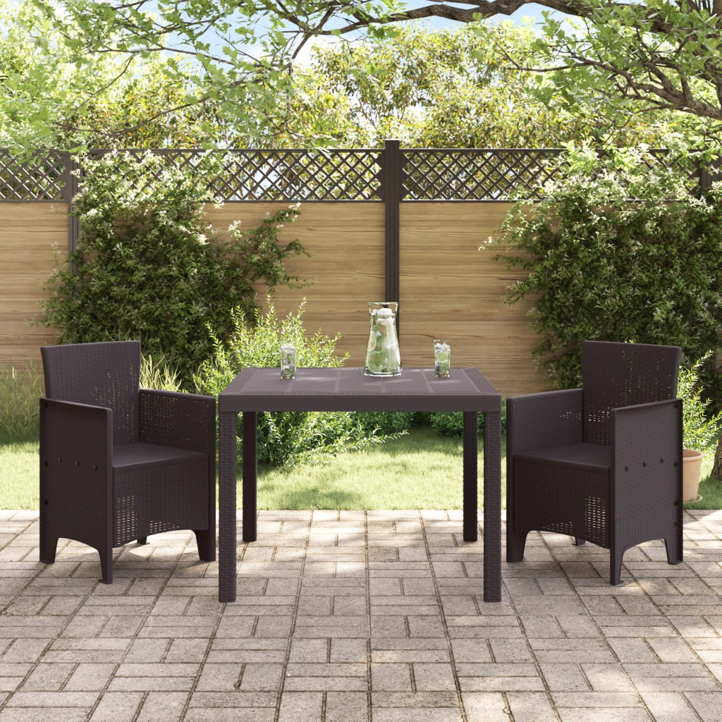 Set da pranzo da giardino 3 pezzi in polirattan marrone