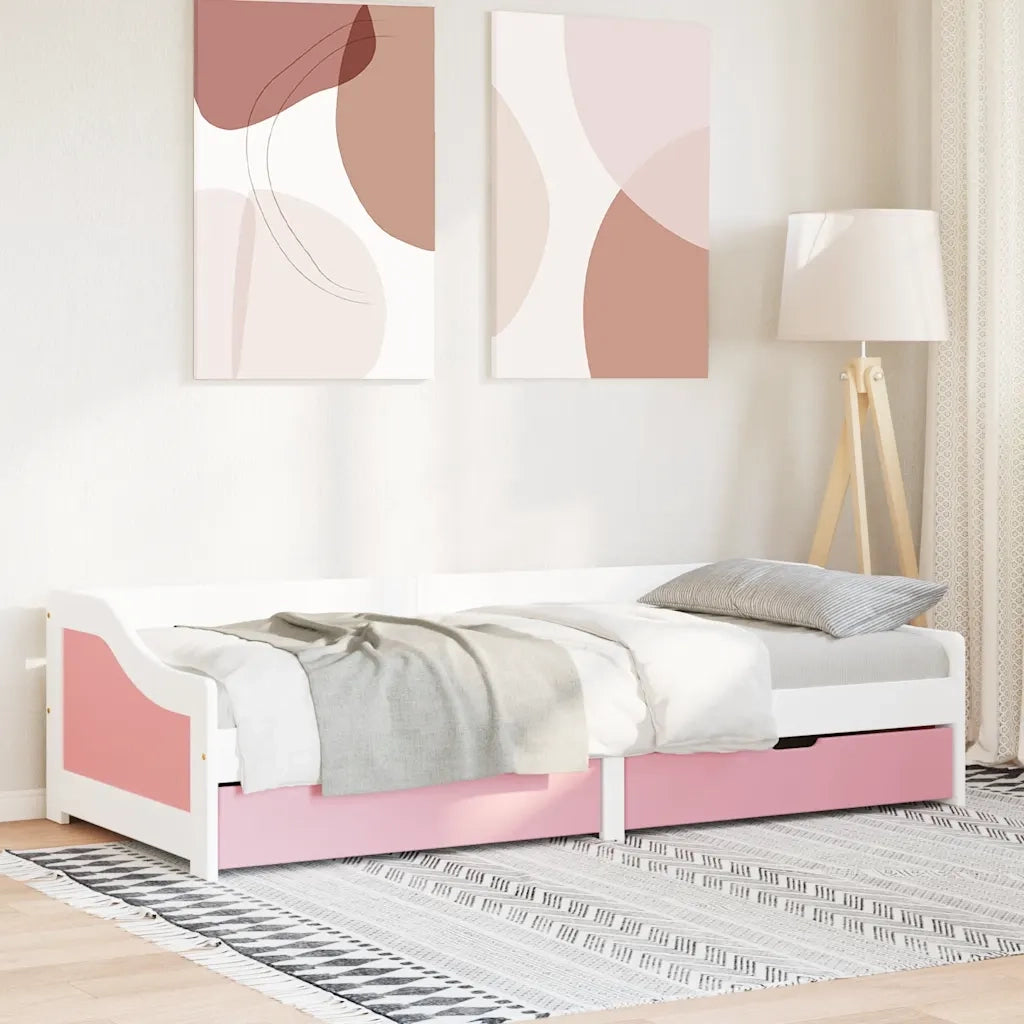 Dormeuse 2 Cassetti senza Materasso Bianco&Rosa 90x200 cm IRUN 3314681