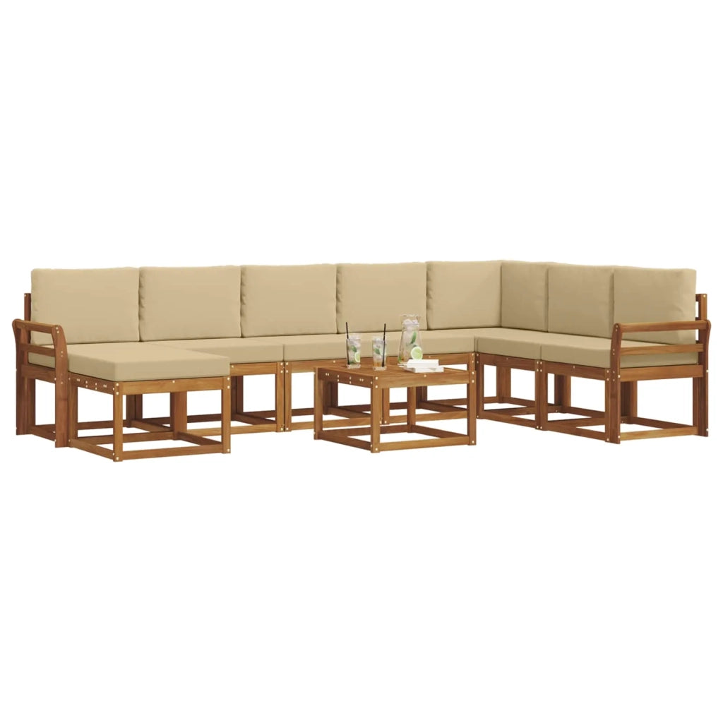 Set di divani da esterno con cuscino 9 pcs Naturale e Beige
