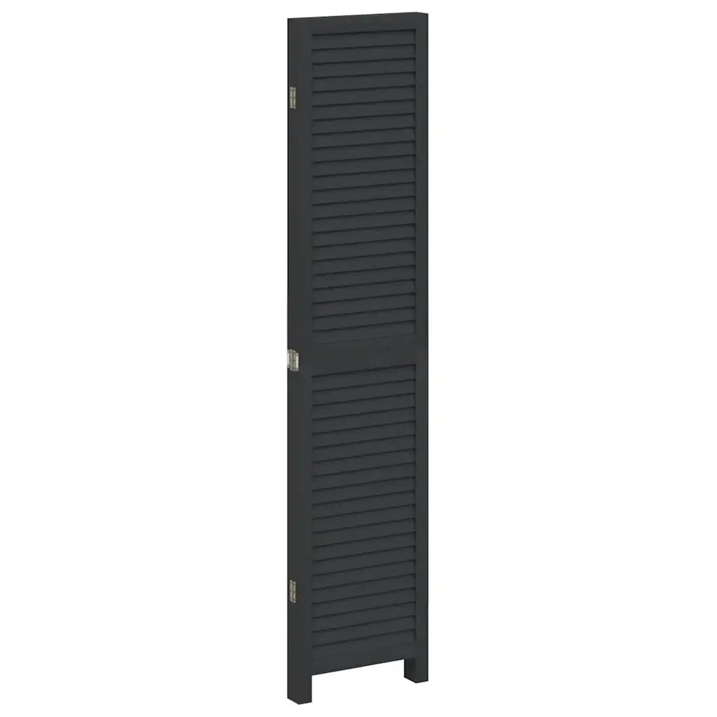 Divisorio Ambienti 4 Pannelli-Set di 4 pannelli Paravento Nero Legno Massello di Paulownia