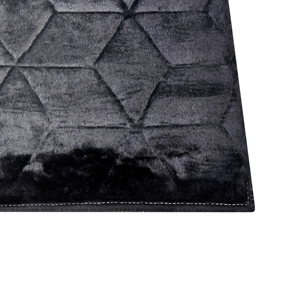 Tappeto in finta pelliccia di coniglio nero Pelliccia artificiale di poliestere 160 x 230 cm Tappeto morbido Shaggy ad alto pelo