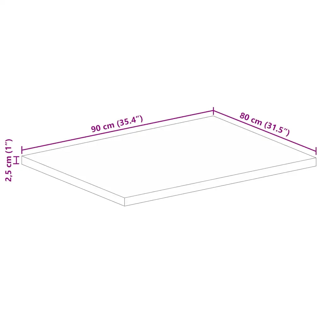 Piano per Tavolo 90x80x2,5 cm Rettangolare Legno Massello Mango