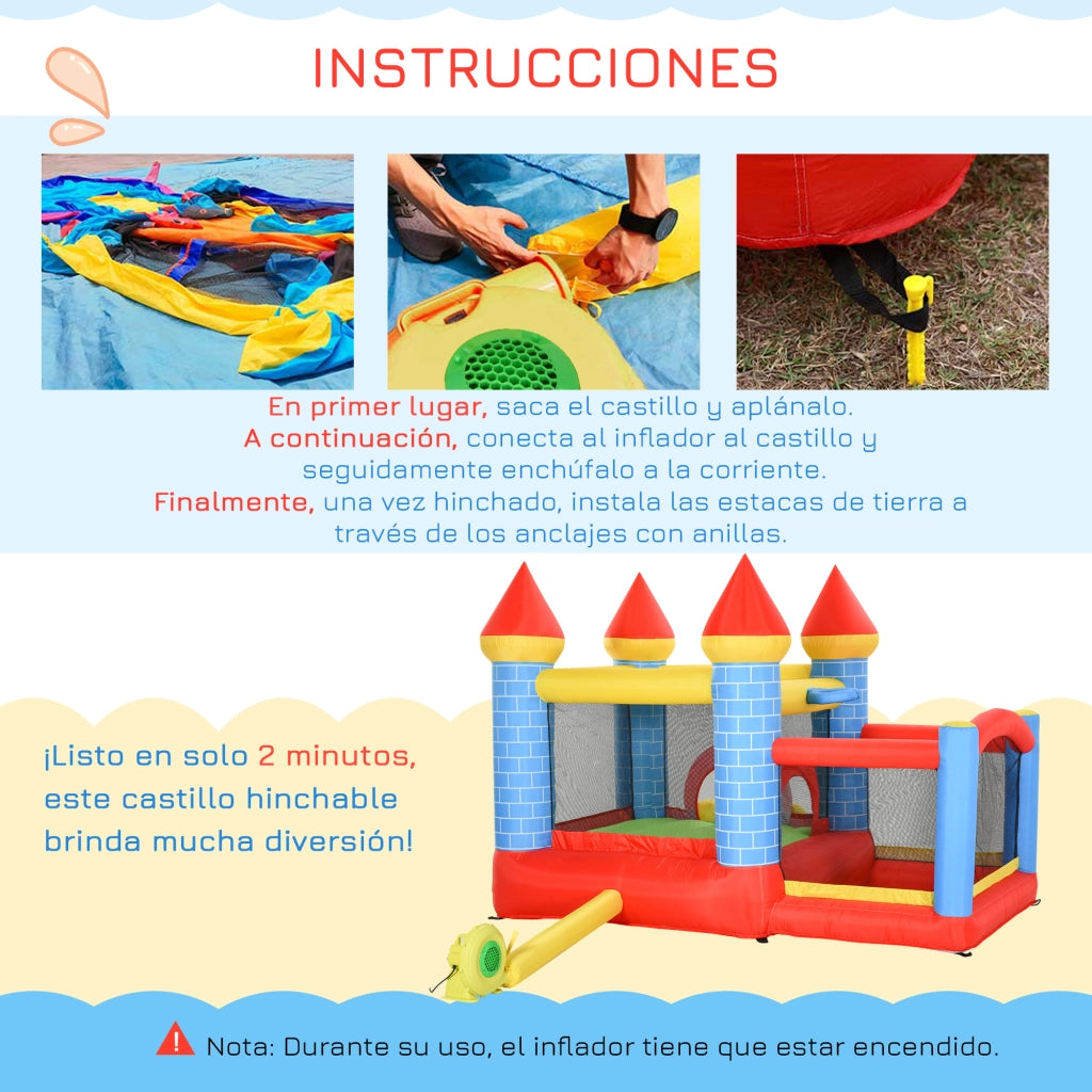 Letto Gonfiabile per Bambini con Scivolo ¨C zephmum ¨C 280x260x210 cm Multicolore