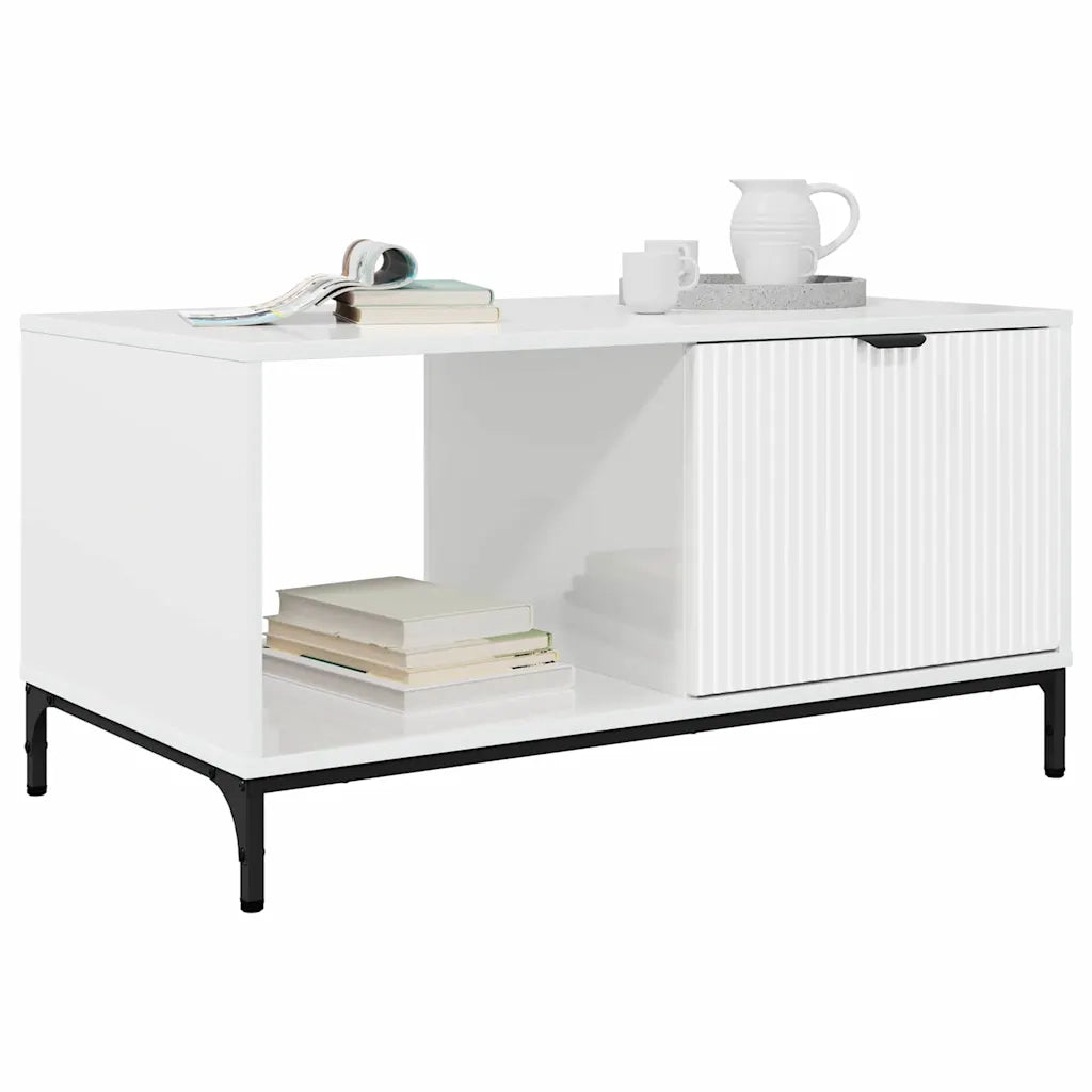 Tavolino da salotto con cassetto Bianco Lucido 90 x 49 x 46 cm 883448