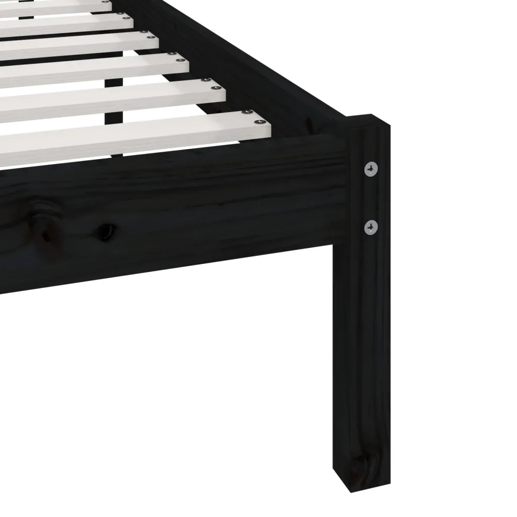 Giroletto-Struttura Letto Nero in Legno Massello di Pino 140x200 cm 216594