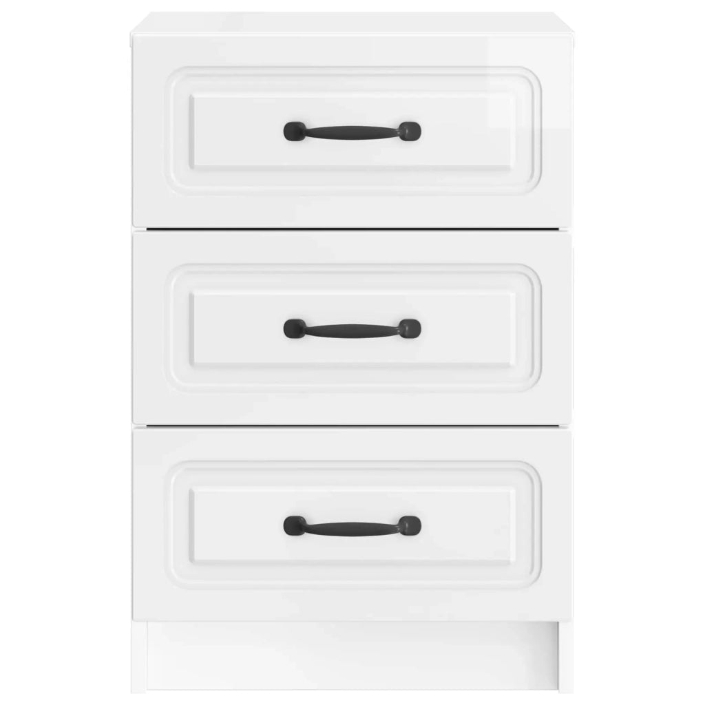 Comodino | Armadio da Notte | Mobiletto da notte con cassetto Bianco Lucido 43 x 41 x 63,5 cm
