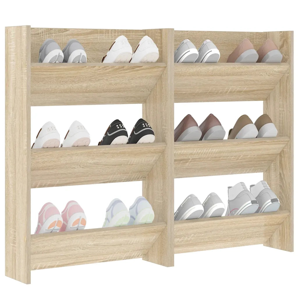Scarpiere a Muro 2pz Rovere Sonoma 60x18x90cm Legno Multistrato 806766