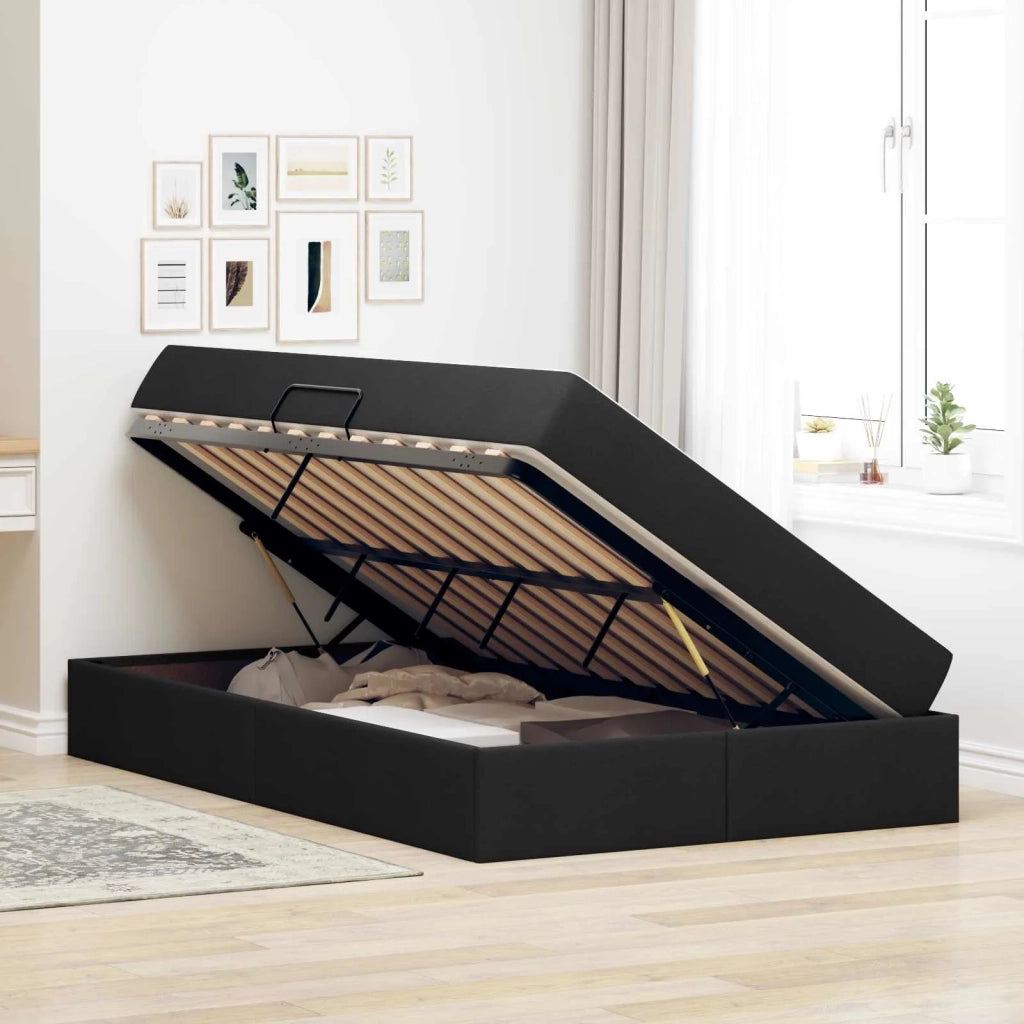 Letto con contenitore e materasso Nero 120 x 190 cm Poliestere 3399648