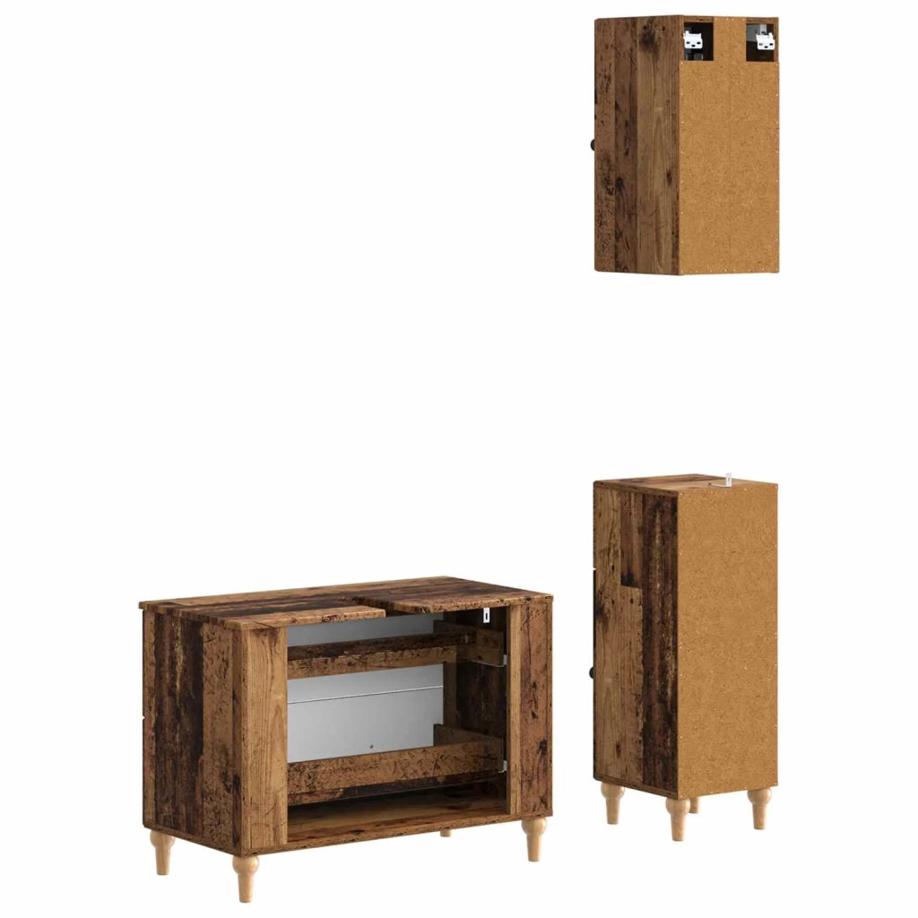 Set di armadietti da bagno in 3 pezzi ALKMAAR Legno antico 3417754