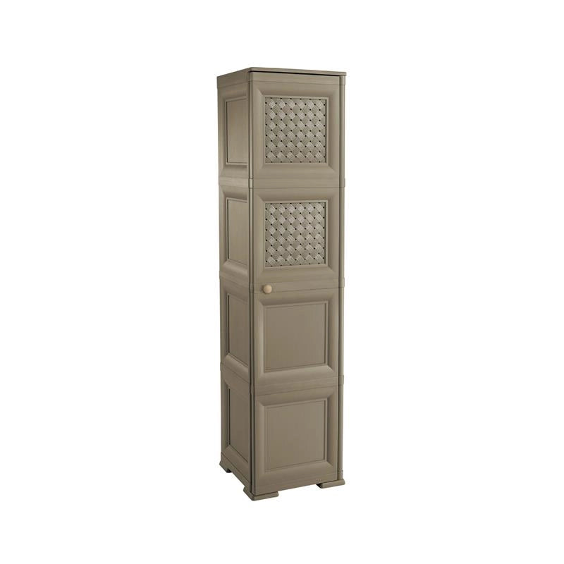 MOBILE ORGANIZZATORE BAGNO 4 MODULI WENGÉ 40X43X164 CM CON 2 ANTE TRAFORATE E 2 ANTE EFFETTO LEGNO – MOBILE CONTENITORE VERTICALE SALVASPAZIO