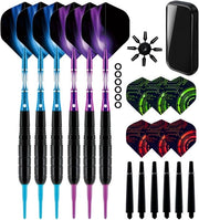 Dartpijlen soffici professionali - 6 pezzi - blu e viola - 19 gram - accessori per darts