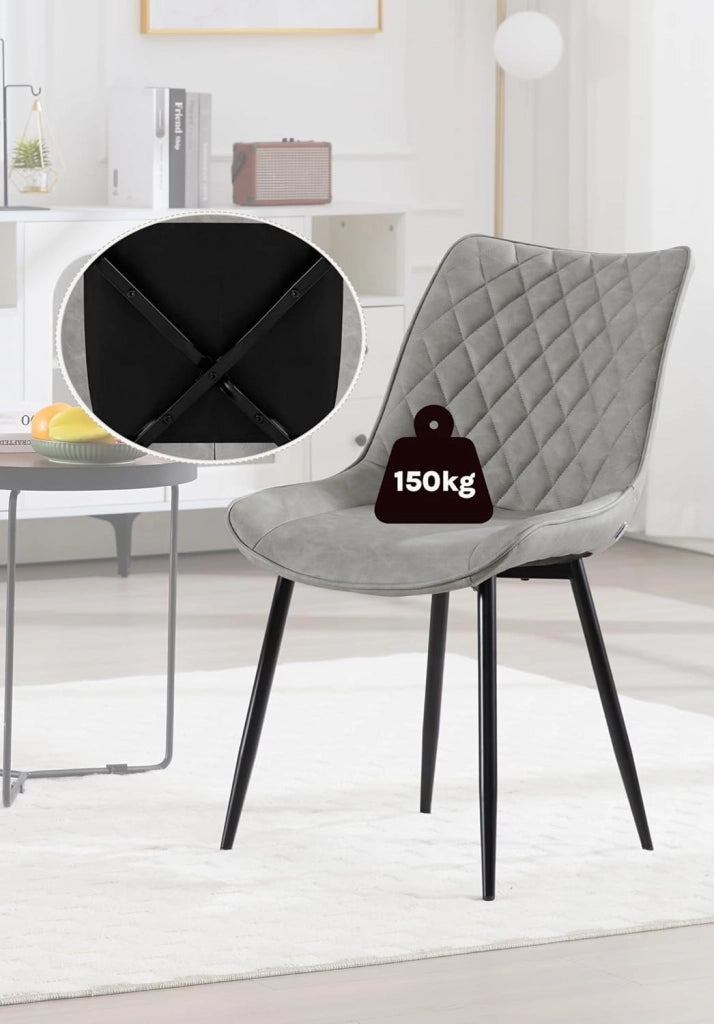 set di 4 sedie sala da pranzo sedie cucina moderne sedie imbottite Adatte per Sala Pranzo, Soggiorno, Camera da Letto Estetica in Ecopelle Grigio Metallo BH210gr-4