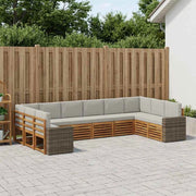 Set di divani da esterno 10 pz Naturale e Grigio Chiaro 3384907
