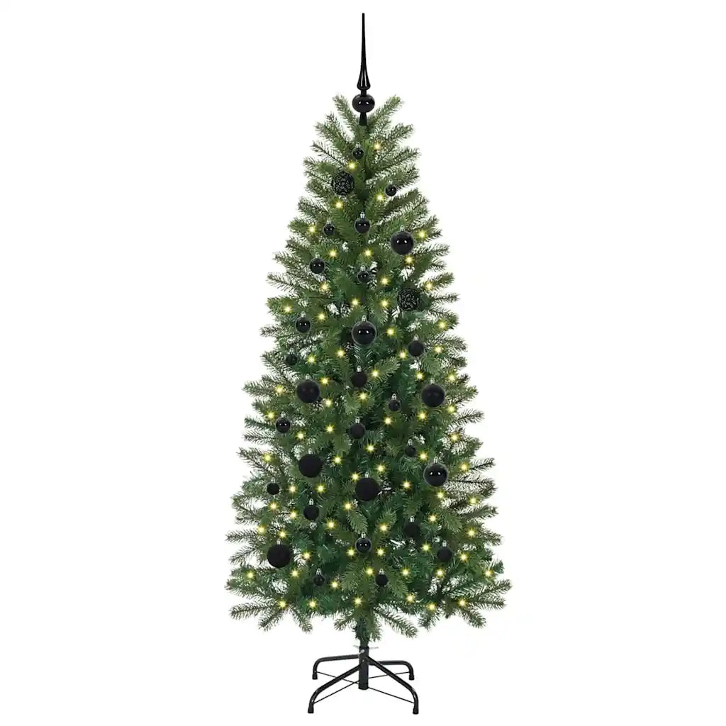 Albero di Natale | Decorazioni natalizie artificiale con 150 LED Verde 150 cm PE e PVC