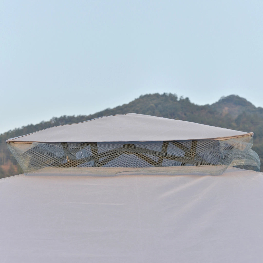 Gazebo da giardino 3x3m con doppio tetto ¨C Xylo ¨C zanzariera metallo grigio chiaro