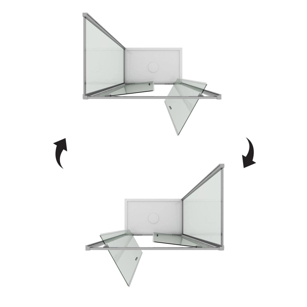 Box Doccia Angolare 80x100 cm 2 Ante Battenti in Cristallo Trasparente 6mm H185 Fosterberg Koge Duo