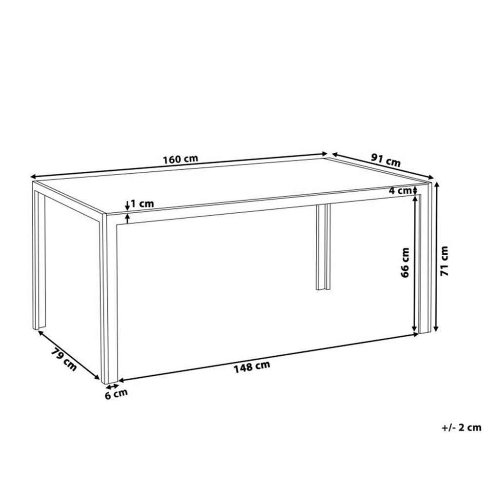 Tavolo da pranzo da giardino Piano in vetro temperato beige Struttura in alluminio bianco 160 x 90 cm
