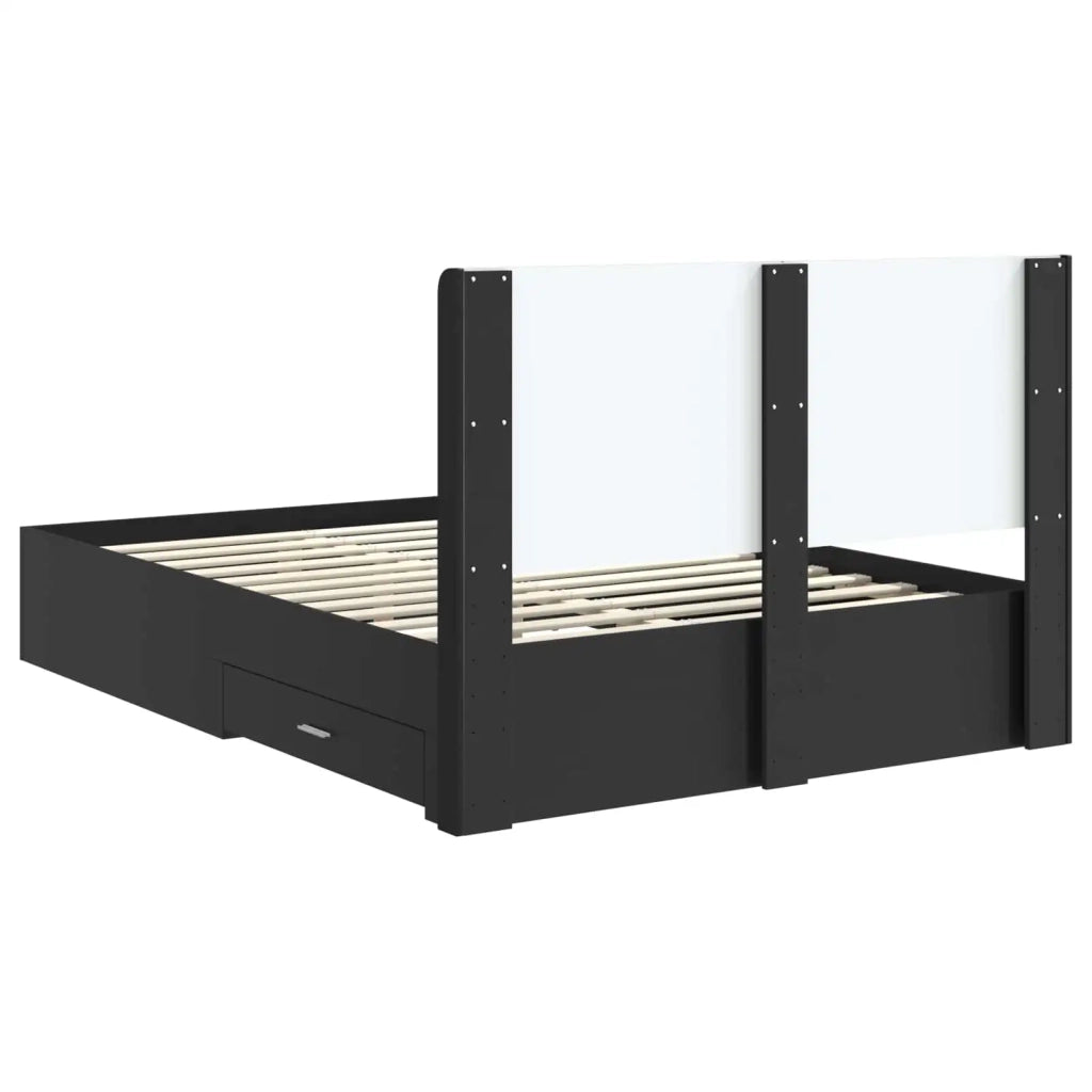Struttura del letto con stoccaggio e testata Nero 135 x 190 cm 3414118