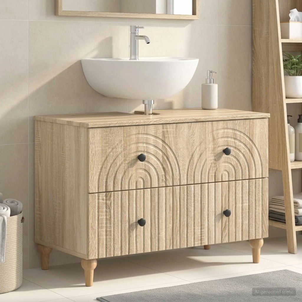 Armadio per Lavabo da Bagno ALKMAAR Rovere Sonoma 896137