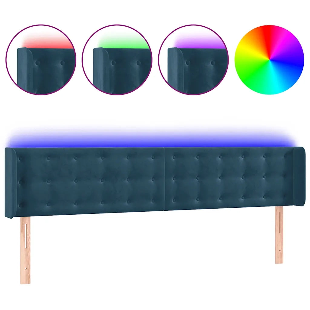 Testiera a LED Blu Scuro 203x16x78/88 cm in Velluto 3123740